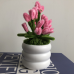 Handmade Pipe Cleaner Pink Love Hearts Green Leaves with Flowers Potted Plant Artificial Simulation Flowers Indoor Home Desktop Party Wedding Decor 