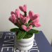 Handmade Pipe Cleaner Pink Love Hearts Green Leaves with Flowers Potted Plant Artificial Simulation Flowers Indoor Home Desktop Party Wedding Decor 