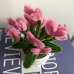 Handmade Pipe Cleaner Pink Love Hearts Green Leaves with Flowers Potted Plant Artificial Simulation Flowers Indoor Home Desktop Party Wedding Decor 