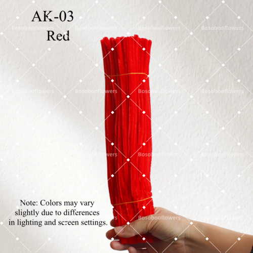 AK-03 Red PPipe Cleaners Chenille Stems Fuzzy Stick Twisting Stick DIY Art Craft Supplies Bending Wires for Kids School Education Adults Floral Arrangement