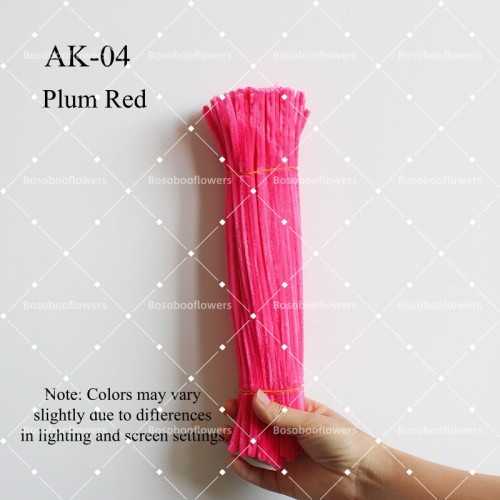 AK-04 Plum Red Pipe Cleaners Chenille Stems Fuzzy Stick Twisting Stick DIY Art Craft Supplies Bending Wires for Kids School Education Adults Floral Arrangement