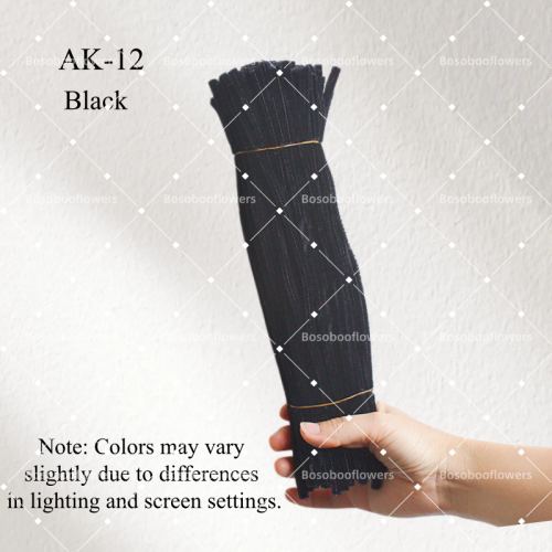 AK-12 Black Pipe Cleaners Chenille Stems Fuzzy Stick Twisting Stick DIY Art Craft Supplies Bending Wires for Kids School Education Adults Floral Arrangement