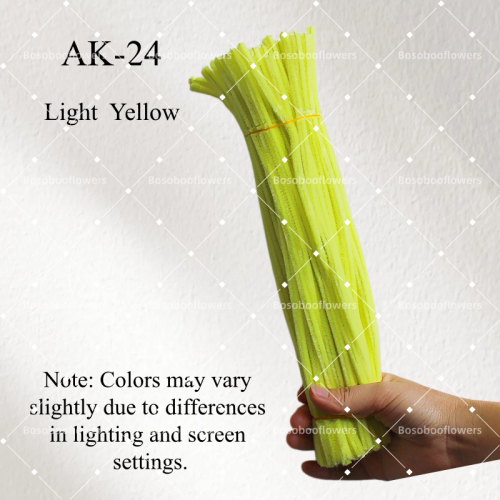 AK-24 Light Yellow Pipe Cleaners Chenille Stems Fuzzy Stick Twisting Stick DIY Art Craft Supplies Bending Wires for Kids School Education Adults Floral Arrangement