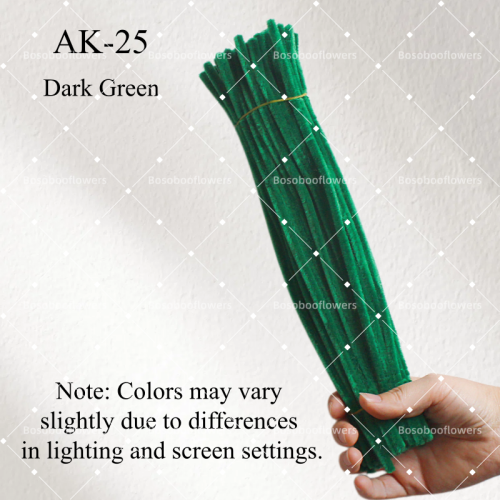 AK-25 Dark Green Pipe Cleaners Chenille Stems Fuzzy Stick Twisting Stick DIY Art Craft Supplies Bending Wires for Kids School Education Adults Floral Arrangement