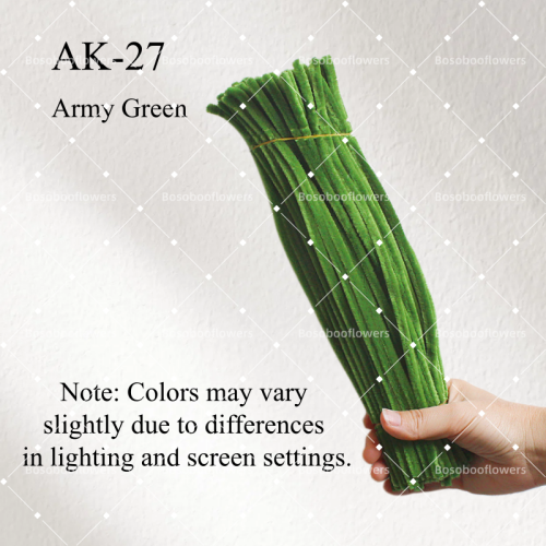 AK-27 Army Green Pipe Cleaners Chenille Stems Fuzzy Stick Twisting Stick DIY Art Craft Supplies Bending Wires for Kids School Education Adults Floral Arrangement
