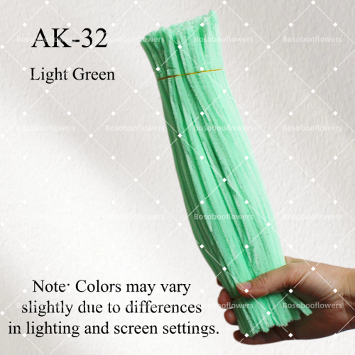 AK-32 Light Green Pipe Cleaners Chenille Stems Fuzzy Stick Twisting Stick DIY Art Craft Supplies Bending Wires for Kids School Education Adults Floral Arrangement