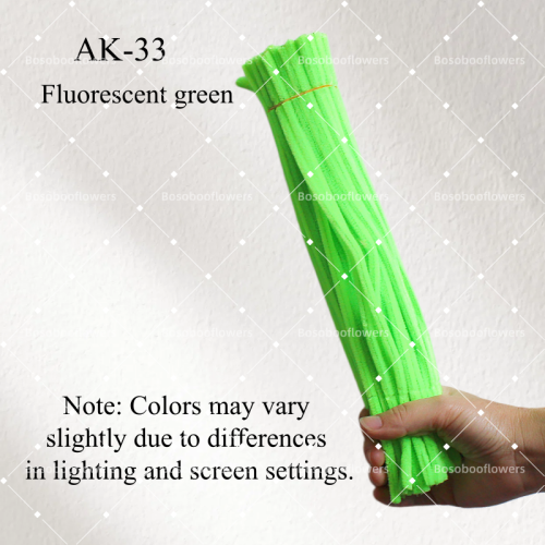 AK-33 Fluorescent Green Pipe Cleaners Chenille Stems Fuzzy Stick Twisting Stick DIY Art Craft Supplies Bending Wires for Kids School Education Adults Floral Arrangement