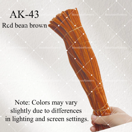 AK-43 Red Bean Brown Pipe Cleaners Chenille Stems Fuzzy Stick Twisting Stick DIY Art Craft Supplies Bending Wires for Kids School Education Adults Floral Arrangement
