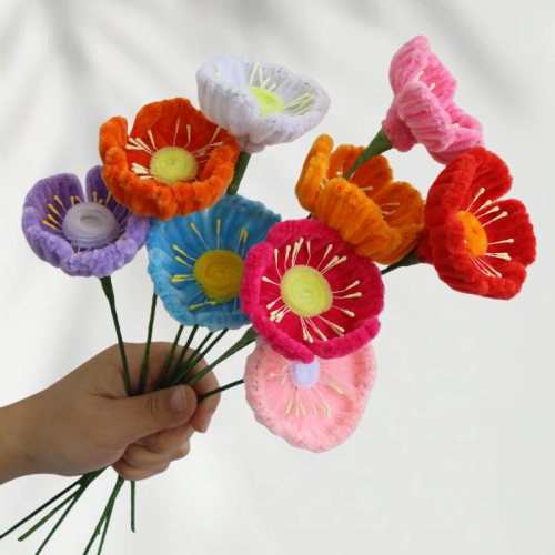 10 PCS * Handmade Pipe Cleaner Helloborus‌ Artificial Simulation Flower Indoor Home Desktop Party Wedding Decor