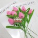 20 PCS * Handmade Pipe Cleaner Tulip Flower Bud Green Leaves Artificial Simulation Flower Indoor Home Desktop Party Wedding Decor