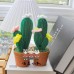 2 PCS * Handmade Pipe Cleaner Green Cactus with Flowers Potted Plant Artificial Simulation Flowers Indoor Home Desktop Party Wedding Decor 