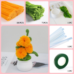 17 PCS * Pipe Cleaner Chenille Stems Handmade 5 Persimmons Potted Plant Making Kit DIY Art Flower Bouquet Craft Set