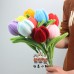 10 PCS * Handmade Pipe Cleaner Fat Tulip Flower Green Leaves Artificial Simulation Flower Indoor Home Desktop Party Wedding Decor