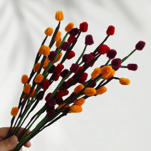 30 PCS * Handmade Pipe Cleaner Holly Fruit Artificial Simulation Flower Indoor Home Desktop Party Wedding Decor 