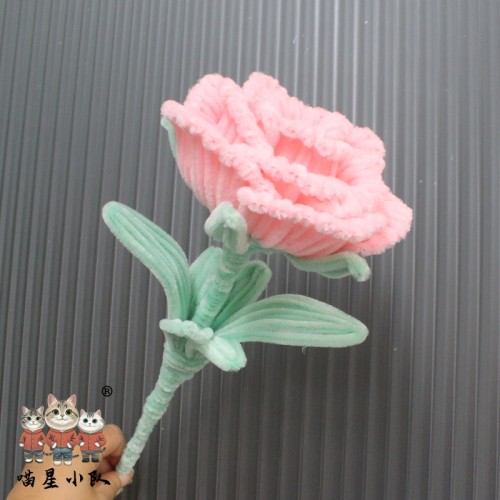 2 PCS * Handmade Pipe Cleaner Rose Flower Green Leaves Artificial Simulation Flower Indoor Home Desktop Party Wedding Decor 2 PCS * Handmade Pipe Cleaner Rose Flower Green Leaves Artificial Simulation Flower Indoor Home Desktop Party Wedding Decor