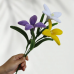 12 PCS * Handmade Pipe Cleaner 4 Petals Lily Flower Green Leaves Artificial Simulation Flower Indoor Home Desktop Party Wedding Decor 
