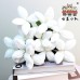 12 PCS * Handmade Pipe Cleaner 4 Petals Lily Flower Green Leaves Artificial Simulation Flower Indoor Home Desktop Party Wedding Decor 