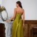 Women's Sexy Lingerie Sleeveless V-neck Long Sleeping Skirt Dress Imitation Silk 