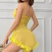 Women's Sexy Lingerie Sleeveless Yellow Floral Hemline Lace & Mesh Short Sleeping Skirt Dress Women's Sexy Lingerie Sleeveless Yellow Floral Hemline Lace & Mesh Short Sleeping Skirt Dress