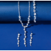 Women's Silver Color Fashion Wedding Jewelry Luxury Crystal Pearl Necklace/Earrings/Bracelet Ladies Jewelry Sets for Bridal