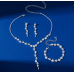 Women's Silver Color Fashion Wedding Jewelry Luxury Crystal Pearl Necklace/Earrings/Bracelet Ladies Jewelry Sets for Bridal