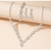 Women's Silver Color Fashion Wedding Jewelry Luxury Crystal Pearl Necklace/Earrings/Bracelet Ladies Jewelry Sets for Bridal Women's Silver Color Fashion Wedding Jewelry Luxury Crystal Pearl Necklace/Earrings/Bracelet Ladies Jewelry Sets for Bridal