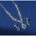 Women's Green Color Fashion Wedding Jewelry Luxury Crystal Pearl Necklace/EarringsLadies Jewelry Sets for Bridal Women's Green Color Fashion Wedding Jewelry Luxury Crystal Pearl Necklace/EarringsLadies Jewelry Sets for Bridal