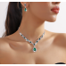 Women's Green Color Fashion Wedding Jewelry Luxury Crystal Pearl Necklace/EarringsLadies Jewelry Sets for Bridal Women's Green Color Fashion Wedding Jewelry Luxury Crystal Pearl Necklace/EarringsLadies Jewelry Sets for Bridal