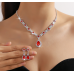 Women's Red Color Fashion Wedding Jewelry Luxury Crystal Pearl Necklace/EarringsLadies Jewelry Sets for Bridal Women's Red Color Fashion Wedding Jewelry Luxury Crystal Pearl Necklace/EarringsLadies Jewelry Sets for Bridal