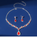 Women's Red Color Fashion Wedding Jewelry Luxury Crystal Pearl Necklace/EarringsLadies Jewelry Sets for Bridal Women's Red Color Fashion Wedding Jewelry Luxury Crystal Pearl Necklace/EarringsLadies Jewelry Sets for Bridal