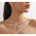 Women's Red Color Fashion Wedding Jewelry Luxury Crystal Pearl Necklace/EarringsLadies Jewelry Sets for Bridal Women's Red Color Fashion Wedding Jewelry Luxury Crystal Pearl Necklace/EarringsLadies Jewelry Sets for Bridal