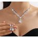 Women's White Color Fashion Wedding Jewelry Luxury Crystal Pearl Necklace/EarringsLadies Jewelry Sets for Bridal