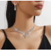 Women's Silver Fashion Wedding Jewelry Luxury Crystal Pearl Necklace/Earrings Ladies Jewelry Sets for Bridal