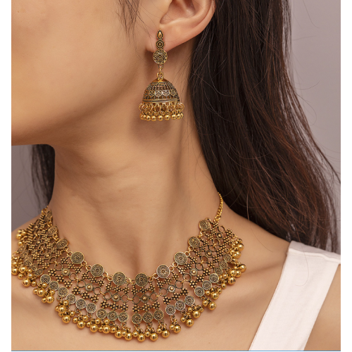 Women's Bohemia Necklace and Earrings Gold Wedding Jewelrel Necklace /Earrings Ladies Jewelry Sets