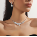 Women's Silver Fashion Wedding Jewelry Luxury Crystal Pearl Necklace/Earrings Ladies Jewelry Sets for Bridal