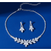 Women's Silver Fashion Wedding Jewelry Luxury Crystal Pearl Necklace/Earrings Ladies Jewelry Sets for Bridal