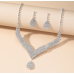 Women's Silver Fashion Wedding Jewelry Luxury Crystal Pearl Necklace/Earrings Ladies Jewelry Sets for Bridal Women's Silver Fashion Wedding Jewelry Luxury Crystal Pearl Necklace/Earrings Ladies Jewelry Sets for Bridal