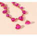 Women's Rose pink Fashion Wedding Jewelry Luxury Crystal Pearl Necklace/Earrings Ladies Jewelry Sets for Bridal