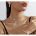 Women's Silver Fashion Wedding Jewelry Luxury Crystal Pearl Necklace/Earrings Ladies Jewelry Sets for Bridal