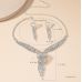 Women's Silver Fashion Wedding Jewelry Luxury Crystal Pearl Necklace/Earrings Ladies Jewelry Sets for Bridal
