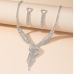 Women's Silver Fashion Wedding Jewelry Luxury Crystal Pearl Necklace/Earrings Ladies Jewelry Sets for Bridal