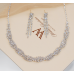 Women's Silver Fashion Wedding Jewelry Luxury Crystal Pearl Necklace/Earrings Ladies Jewelry Sets for Bridal