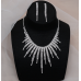 Women's Silver Fashion Wedding Jewelry Luxury Crystal Pearl Necklace/Earrings Ladies Jewelry Sets for Bridal