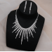 Women's Silver Fashion Wedding Jewelry Luxury Crystal Pearl Necklace/Earrings Ladies Jewelry Sets for Bridal