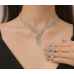 Women's Silver Fashion Wedding Jewelry Luxury Crystal Pearl Necklace/Earrings Ladies Jewelry Sets for Bridal
