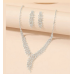 Women's Silver Fashion Wedding Jewelry Luxury Crystal Pearl Necklace/Earrings Ladies Jewelry Sets for Bridal