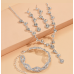Women's Silver Color Fashion Wedding Jewelry Luxury Crystal Pearl Necklace/Bracelet/Ring/Earrings Ladies Jewelry Sets for Bridal