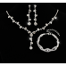 Women's Silver Color Fashion Wedding Jewelry Luxury Crystal Pearl Necklace/Bracelet/Ring/Earrings Ladies Jewelry Sets for Bridal