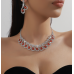 Women's Red Fashion Wedding Jewelry Luxury Crystal Pearl Necklace/Earrings Ladies Jewelry Sets for Bridal