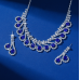 Women's Blue Fashion Wedding Jewelry Luxury Crystal Pearl Necklace/Earrings Ladies Jewelry Sets for Bridal